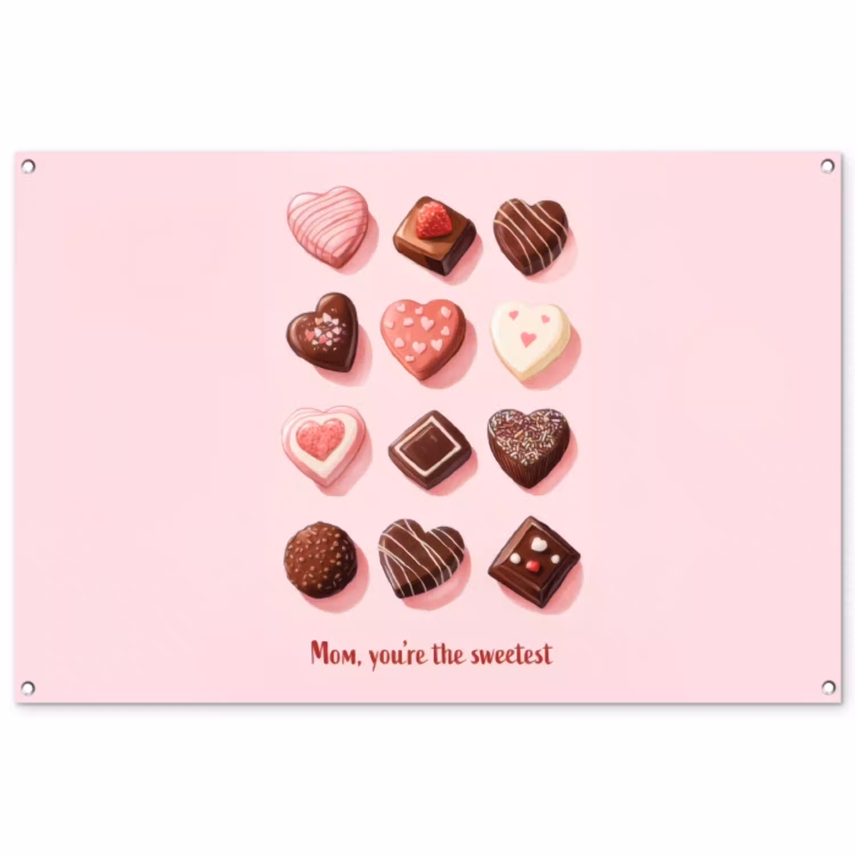 Chocolaatjes - Hartvormig - Liefste tuinposter los doek groot -3d