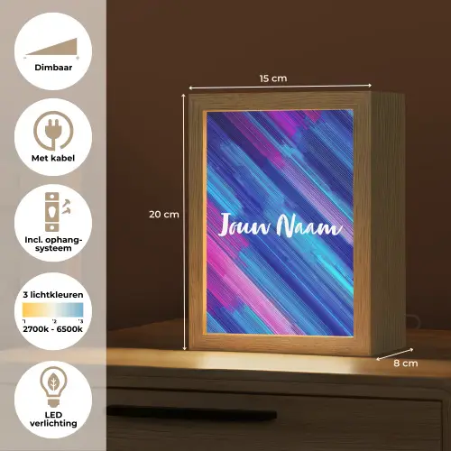 Neon - Strepen - Abstract - Blauw - Roze Light Box met kabel (Kinderlampje) klein -USP_NL