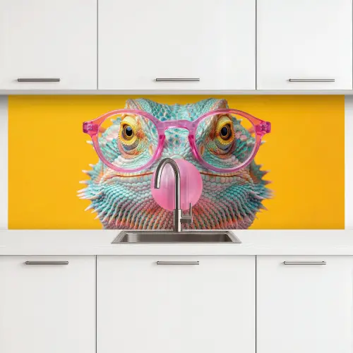 Kameleon - Kauwgom - Kleurrijk keuken achterwand 2 middel -3d