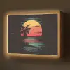 Strand - Minimalistisch - Zon - Oranje Light Box met batterij (Wandlamp) middel -z3d_website
