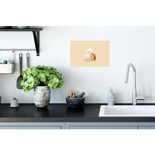 Alpaca - Egel - Bruin - Knuffelen Muursticker klein -keuken