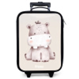 Nijlpaard op beige achtergrond illustratie Kinderkoffer - Zwart klein -zzz_website3d