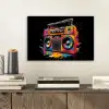 Radio - Graffiti - Box - Kleuren - Zwart aluminium wit klein -sfeer1