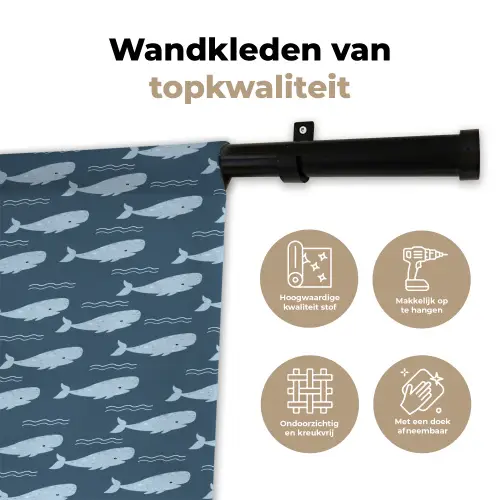 Klein - Oceaan - Golven - Blauw Wandkleed katoen klein 269 -sfeer2