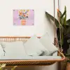 Vaas - Gestreept - Bloemen - Oranje tuinposter los doek klein -sfeer7
