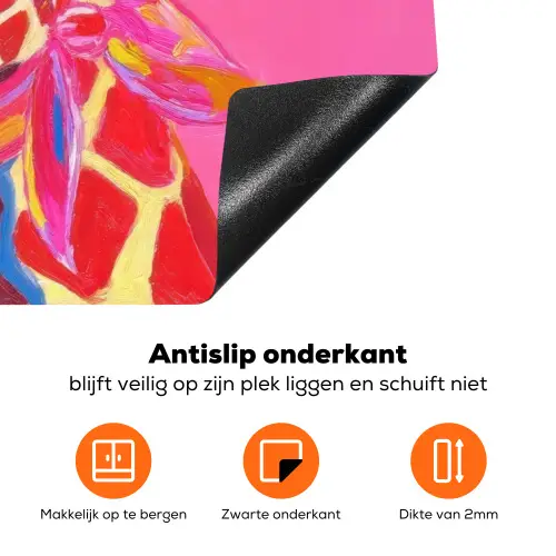 Giraf - Roze - Bril - Sjaal Inductie beschermer vinyl 3mm klein -zzzzzzz-td-onderkant