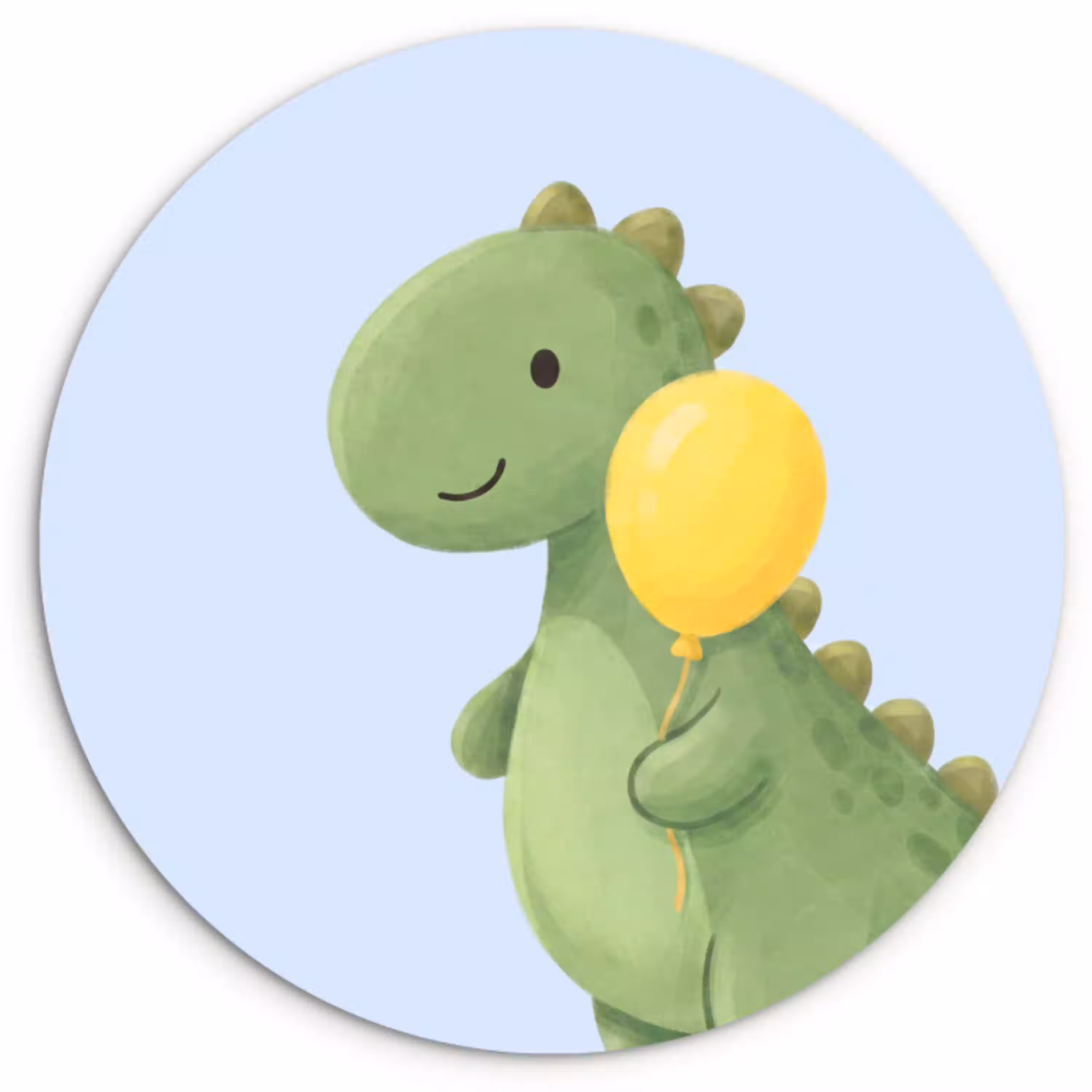 Dinosaurus - Ballon - Kinderkamer - Illustratie - Groen Wandcirkel kunststof plaat 5mm dik klein -3d