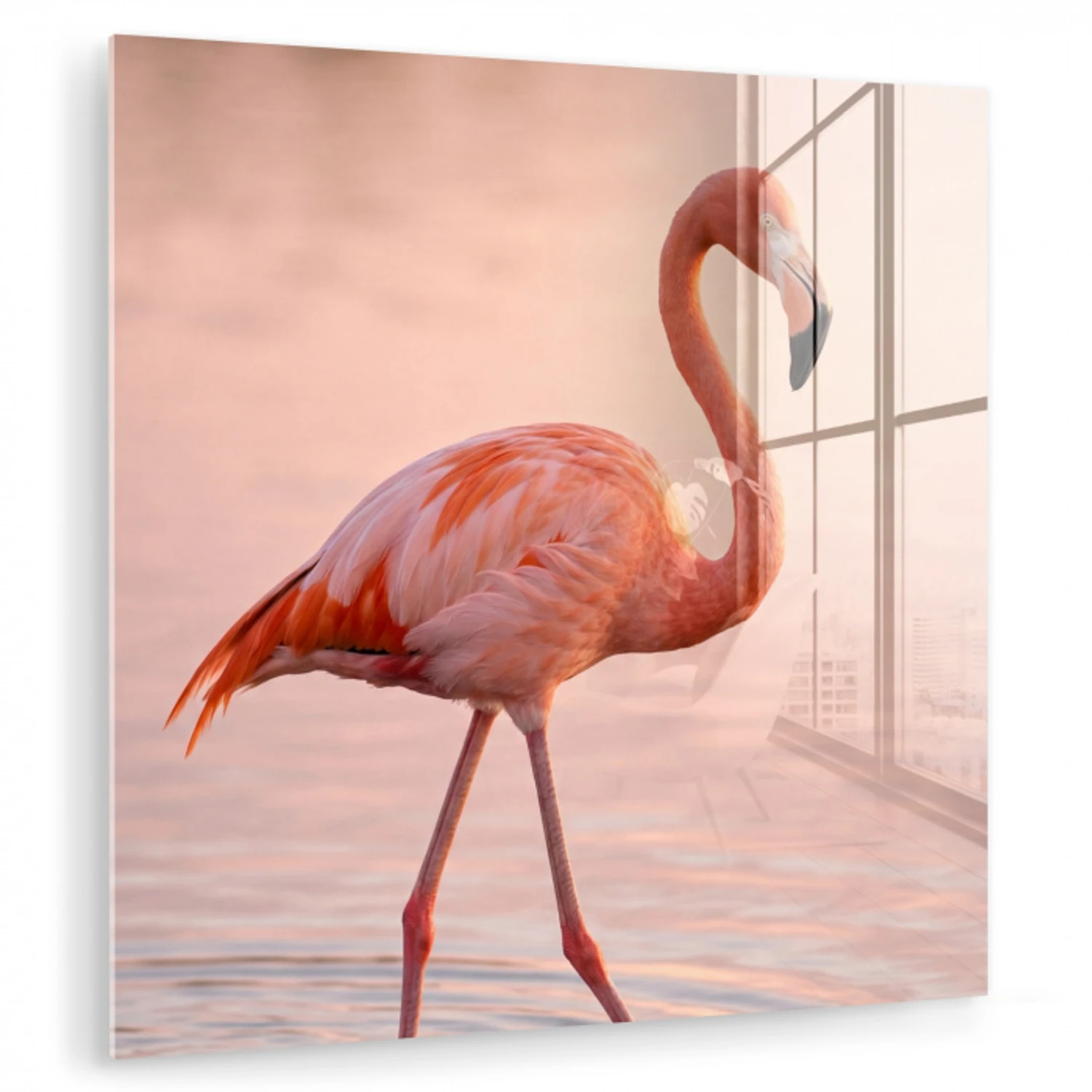 Flamingo - Water - Roze plexiglas 5mm klein -zzzproduct_nieuw