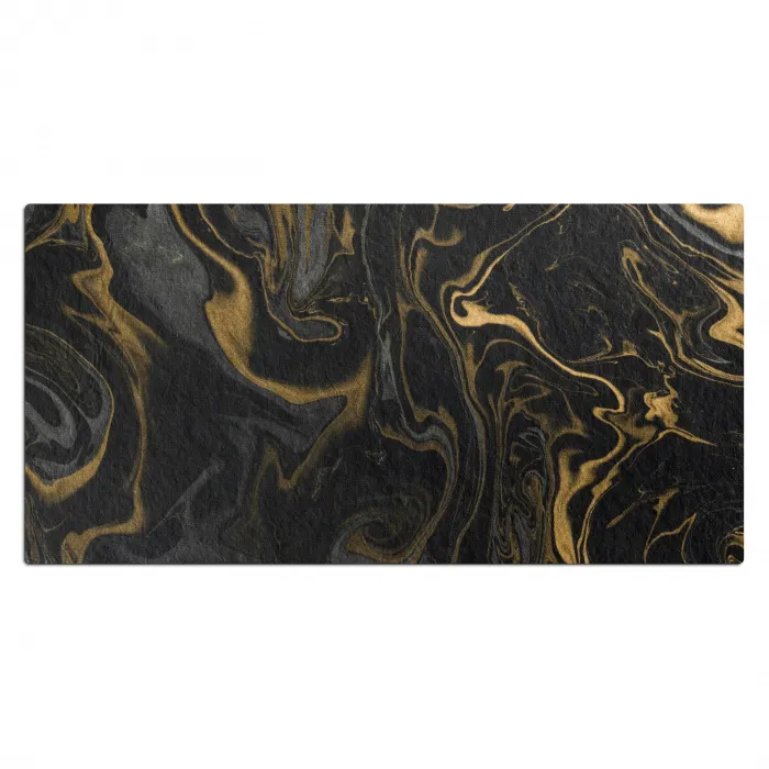 Marmer - Textuur - Grijs - Goud - Marmerlook - Luxe Muismat XXL klein -3d_leeg