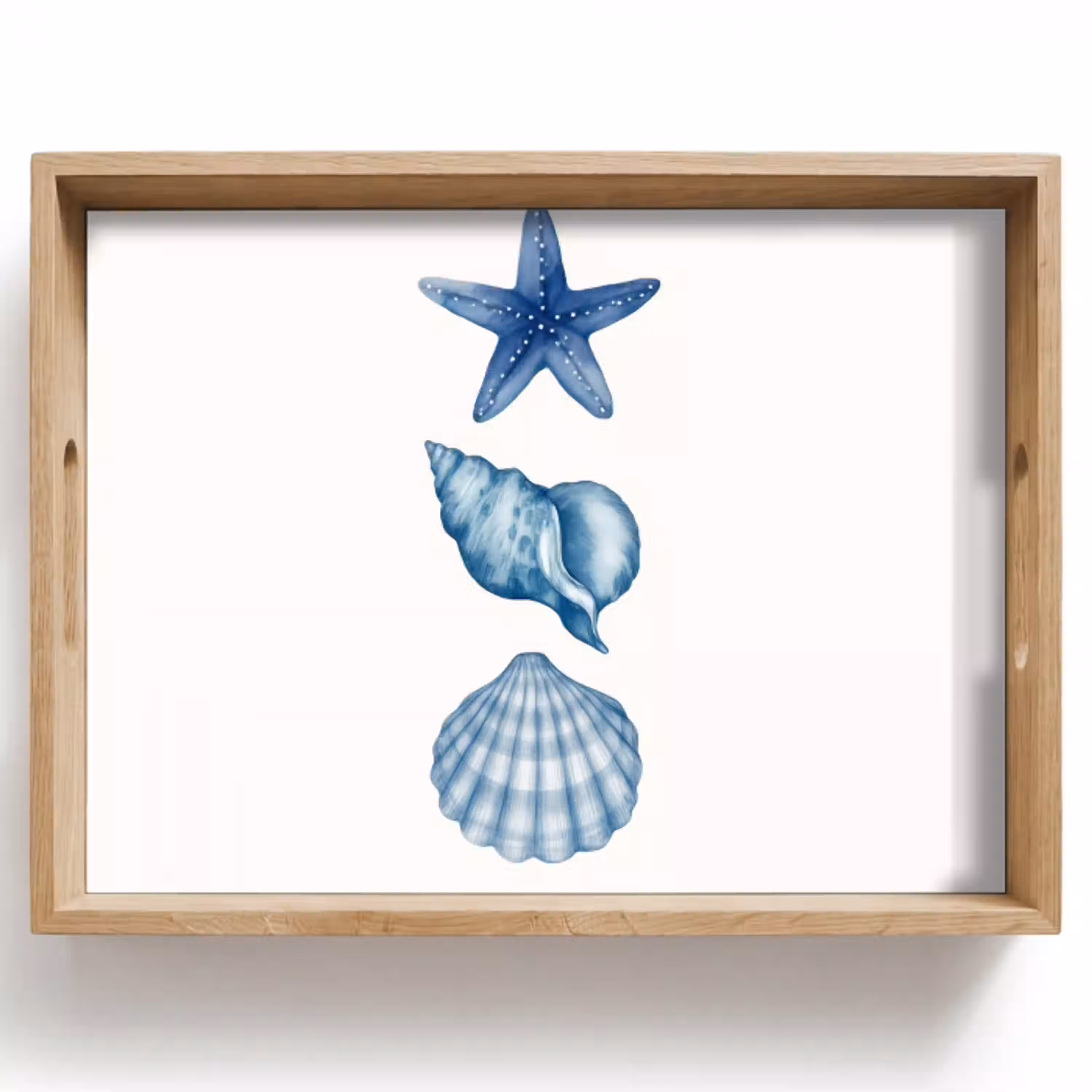 Zeester - Schelpen - Blauw Dienblad Rechthoek middel -z3d_shopping