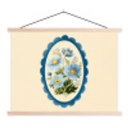 Lijst - Bloemen - Lichtblauw - Illustratie textielposter latten blank klein -3d