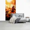 Vlinder - Bloemen - Oranje fotobehang vinyl groot -slaapkamer