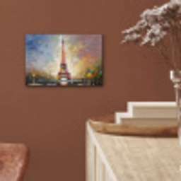 Eiffeltoren - Schilderij - Olieverf - Parijs aluminium wit klein -sfeer4