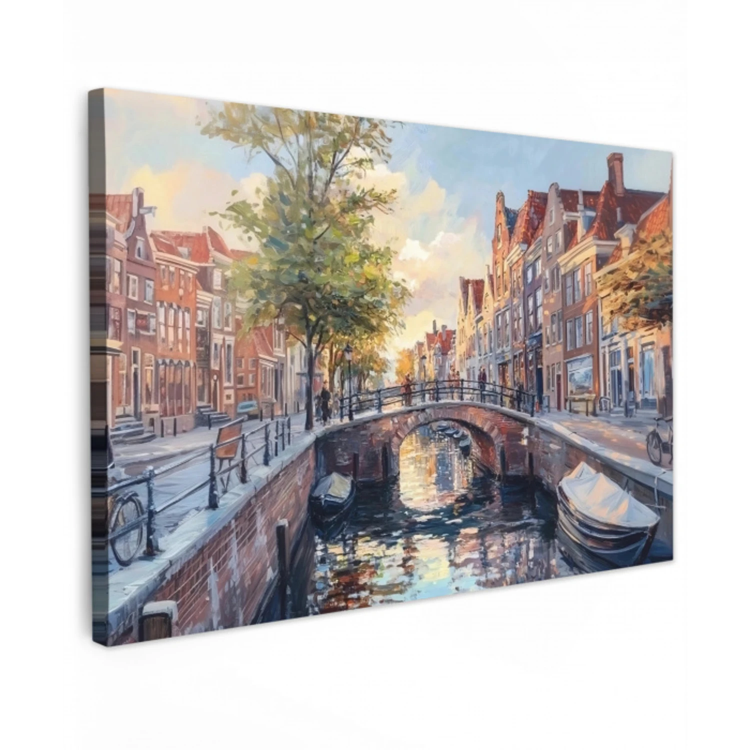 Brug - Stad - Huizen - Boot canvas 2cm klein -z3d