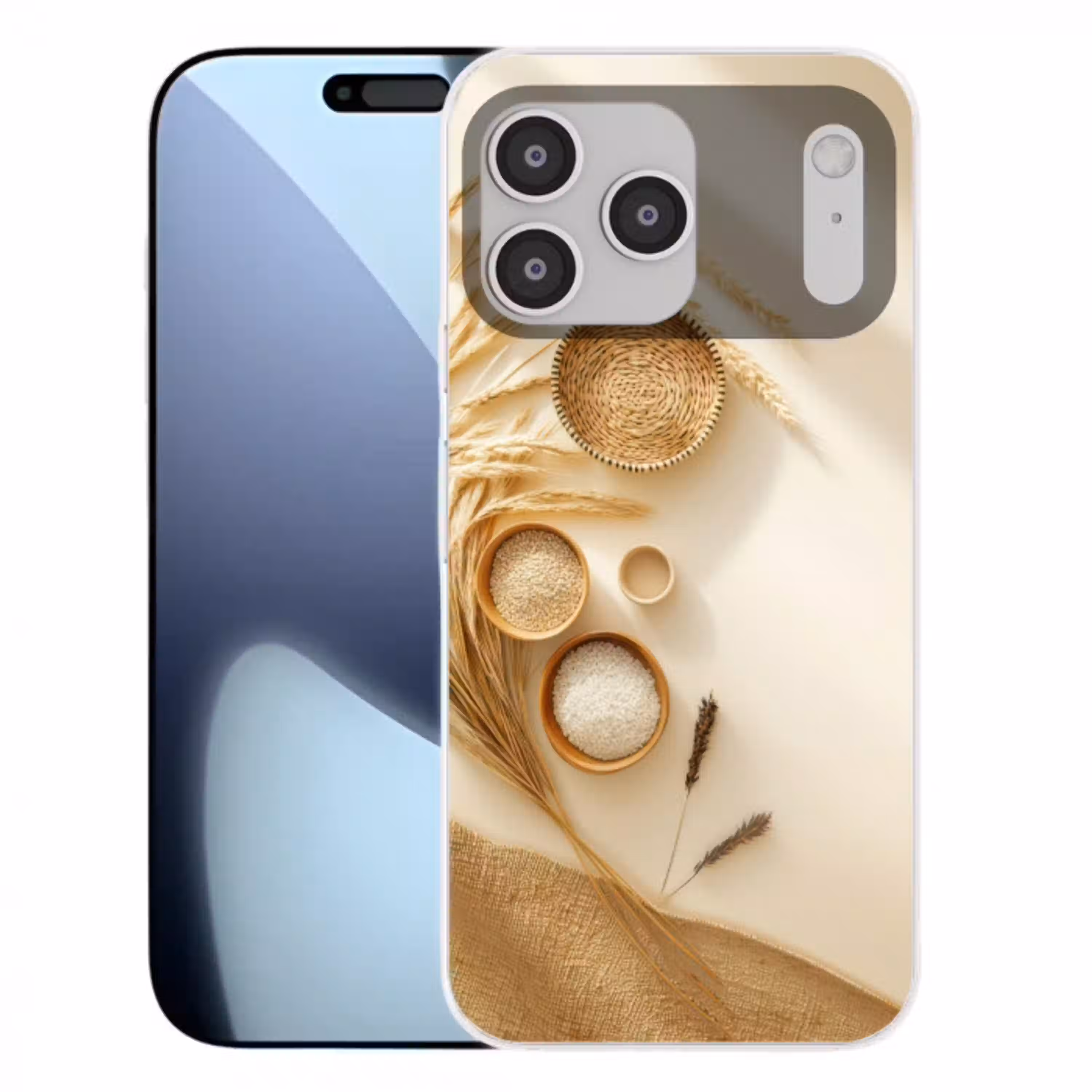 Granen - Hout - Kom - Beige Telefoonhoesje iPhone 17 Pro Max klein -3d
