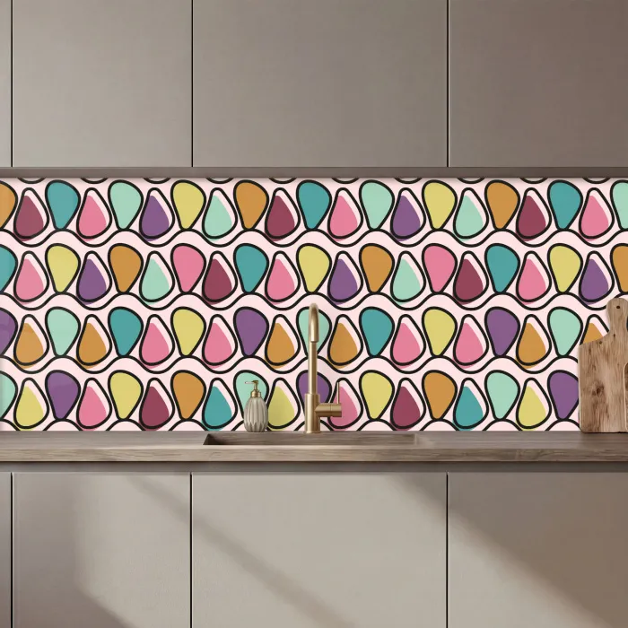Patroon - Ovaal - Pastel keuken achterwand 2 middel 871 zz_3dshopping