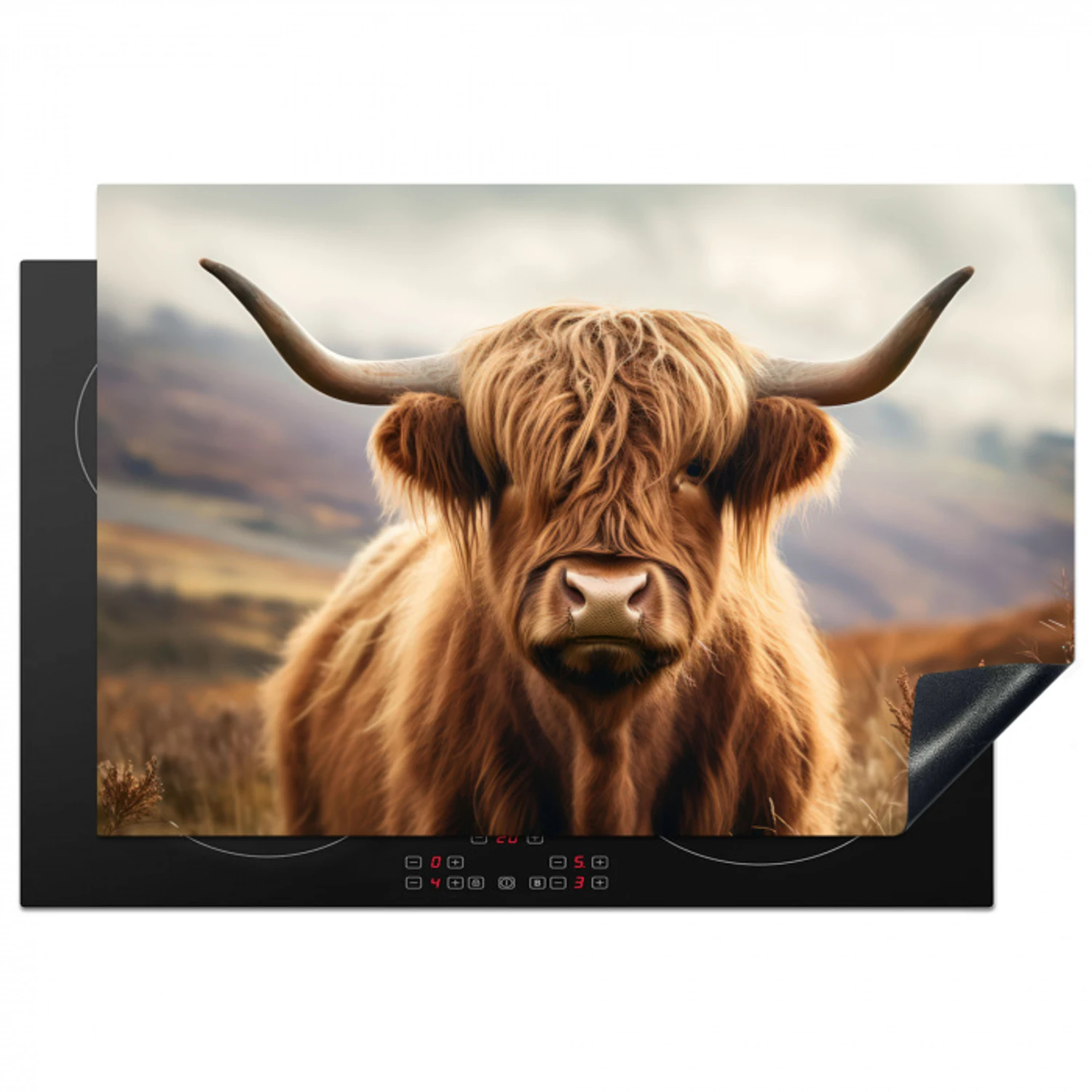 Schotse hooglander - Landschap - Dier Inductie beschermer vinyl 3mm klein -3d