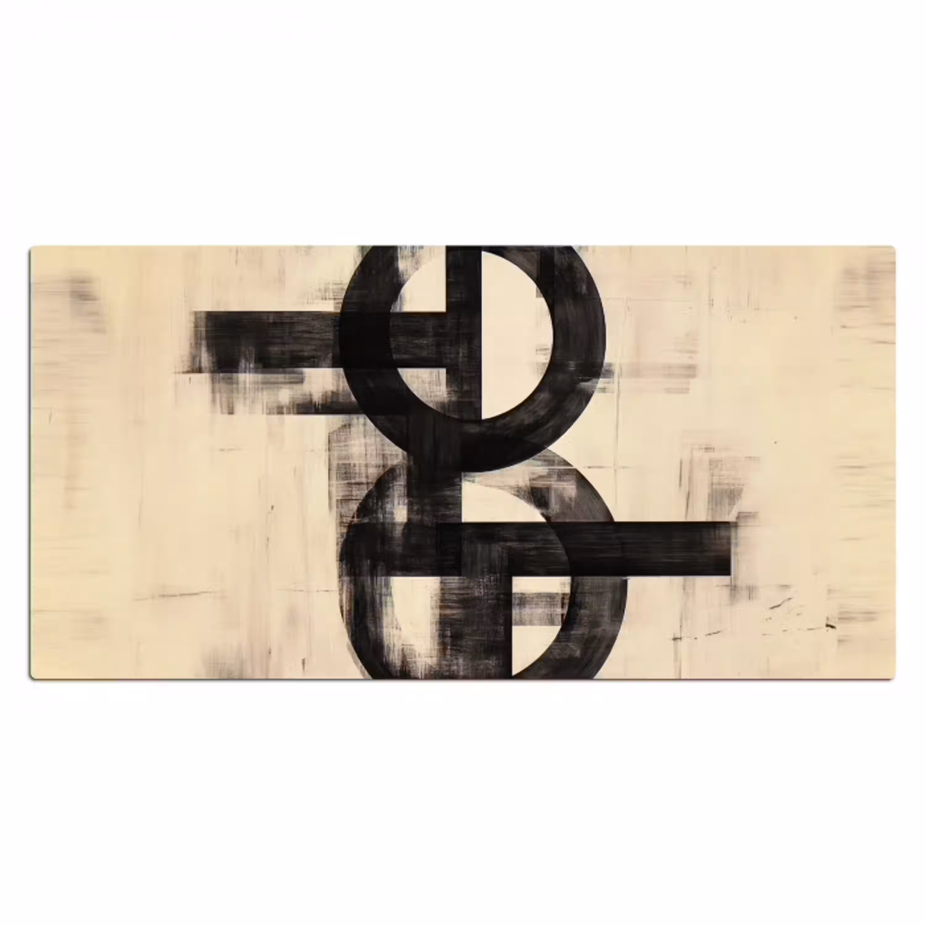 Cirkels - Balken - Zwart - Abstract Muismat XXL klein -3d_leeg