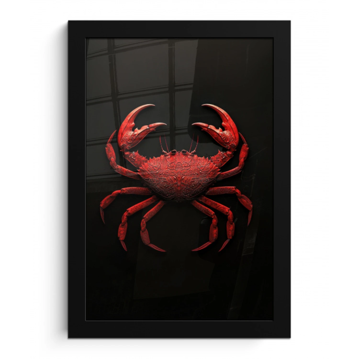 Krab - Rood - Vissen - Schaaldieren fotolijst zwart zonder passe partout klein -3d