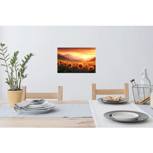 Zonnebloemen - Zonsondergang - Landschap Muursticker klein -eettafel