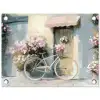Fiets - Pastelkleuren - Bloemen tuinposter los doek klein -3d
