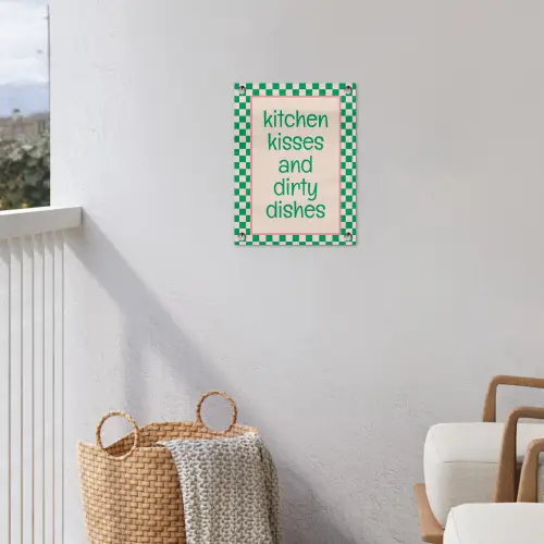 Quote - Groen - Geblokt - Keuken tuinposter los doek klein -sfeer8