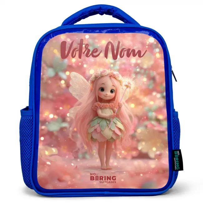 Bloemenfee in roze sprookjeswereld Kinderrugzak - Blauw middel -3d