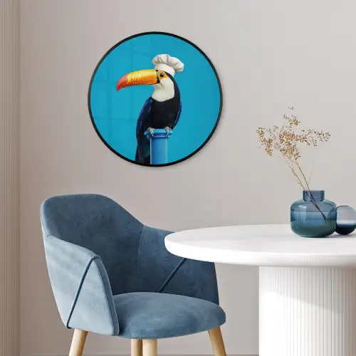 Tucan - Sokkel - Vogel - Koksmuts Fotolijst rond zonder passe partout klein -sfeer2
