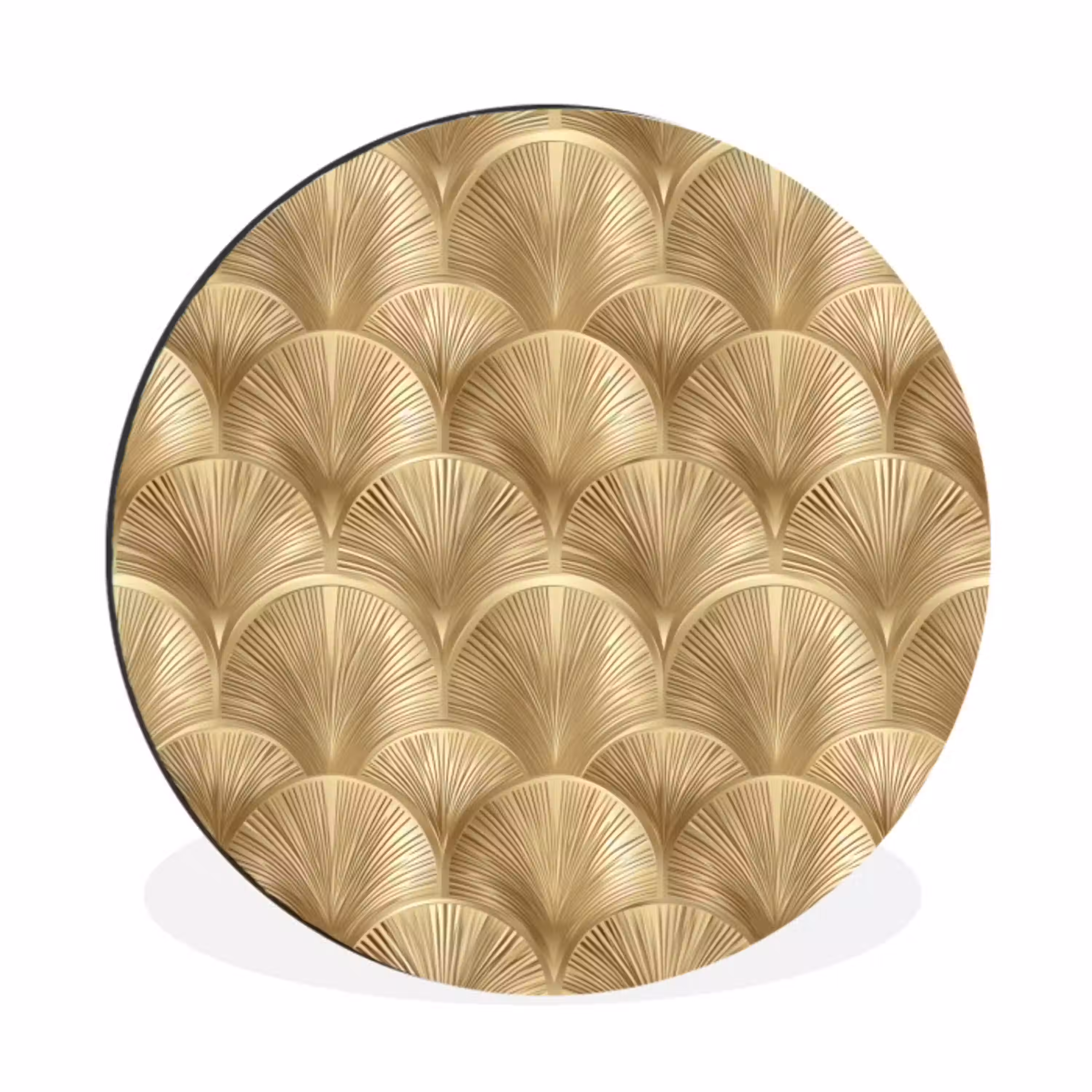Patroon - Waaier -  Goud Wandcirkel aluminium klein 190 -3d
