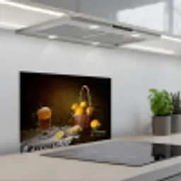 Stilleven - Thee - Citroen - Schilderij - Kunst keuken achterwand spatscherm klein -3d_schuin
