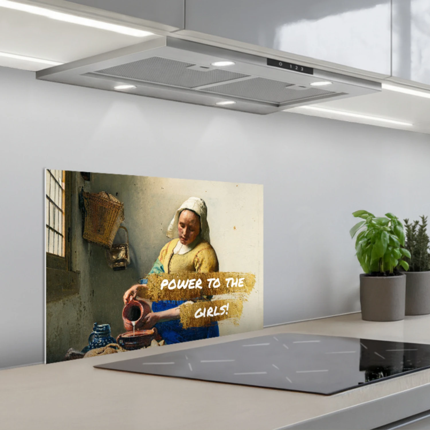 Melkmeisje - Goud - Quotes - Schilderij - Oude meesters keuken achterwand spatscherm klein -3d_schuin