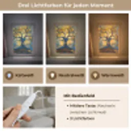Boom - Levensboom - Blauw - Goud Light Box met kabel (Tafellamp) klein -USP_lichtkleurDE