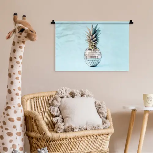 Blauw - Ananas - Disco - Discobal Wandkleed katoen klein -wsfeer5_kind