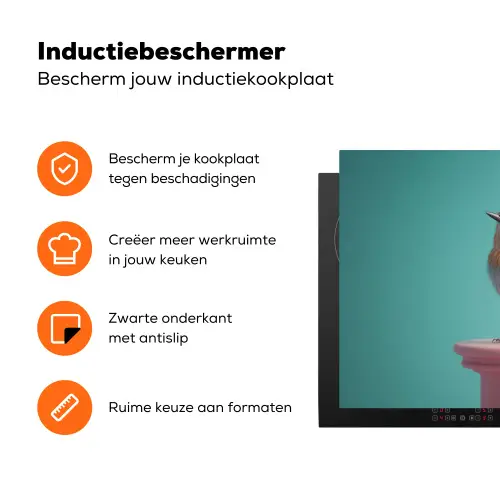 Roodborstje - Vogel - Koksmuts - Sokkel Inductie beschermer vinyl 3mm klein -zzzzzzz-td-ups