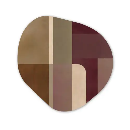 Vlakken - Abstract - Bordeaux - Lijnen Wandcirkel Organisch Forex 3mm klein -3d