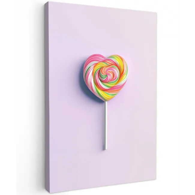 Hart - Lolly - Snoep Tuinposter op houten frame 2 cm dik middel -3d