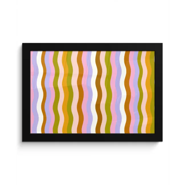 lijnen - Golven - Pastelkleuren - Patroon fotolijst zwart zonder passe partout klein -3d