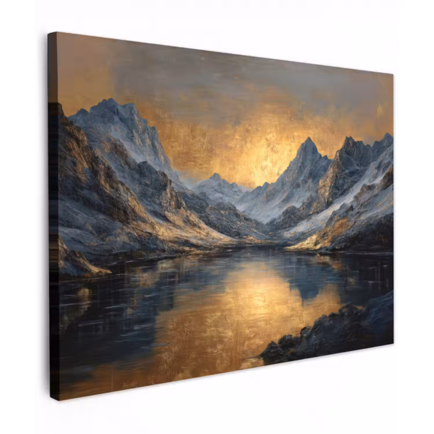 Canvas schilderij - Berglandschap met Gouden Zonsondergang