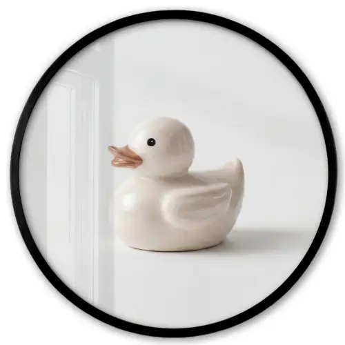 Badeend - Minimalistisch - Wit Fotolijst rond zonder passe partout klein -3d