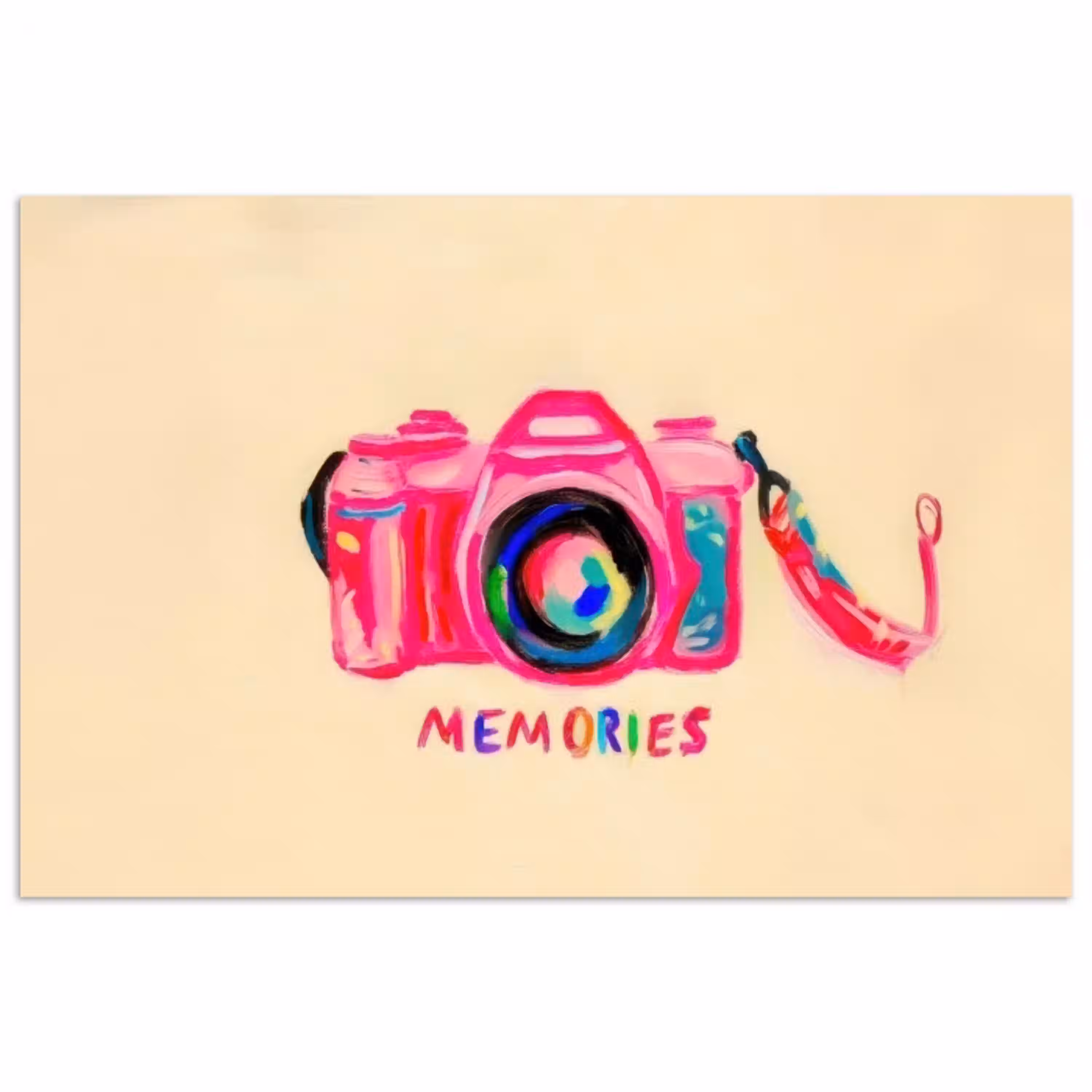 Camera - Memories - Roze - Geschilderd poster papier klein -3d