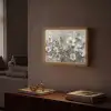 Bloemen - Wit - Grijs - Goud - Luxe Light Box met batterij (Wandlamp) middel -sfeer1