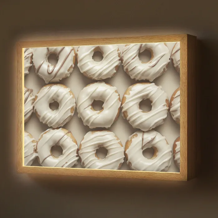 Donuts - Chocolade - Wit - Beige Light Box met batterij (Wandlamp) middel -z3d_website