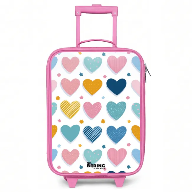 Kids’ Suitcase - Pink - Heart pattern