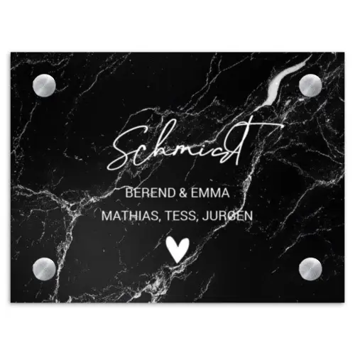 Marmer - Sierlijk Naambord Rechthoek middel -3d