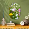Bloemen - Natuur - Groen - Gras - Paars - Wit Wandcirkel Ovaal Forex klein -sfeer2