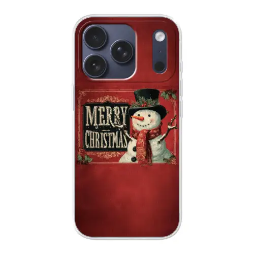 Klassiek - Kerstgroet - Sneeuwpop - Rood Telefoonhoesje iPhone 17 Pro klein -3d