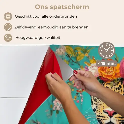 Luipaard - Bloemen - Kroon keuken achterwand spatscherm klein -spatscherm_NL