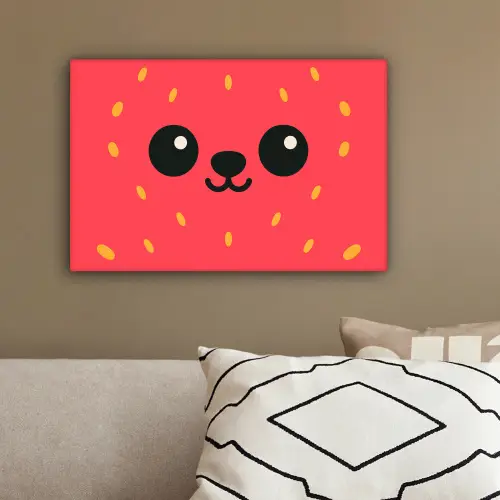 Kat - Aardbei - Cartoon canvas 2cm klein -sfeer3