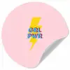 Grl pwr - Bliksem - Roze Wandcirkel behangsticker klein -3d
