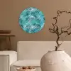 Bladeren - Ijsblauw - Wit Wandcirkel plexiglas klein 852 -sfeer1